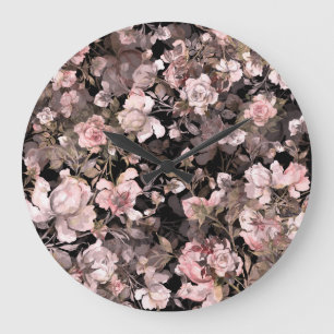 Aquarell-Rosenknospen-Sträußemuster Große Wanduhr