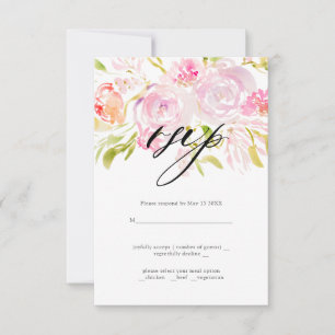 Aquarell-Rosenstrauß Hochzeit RSVP  Karte