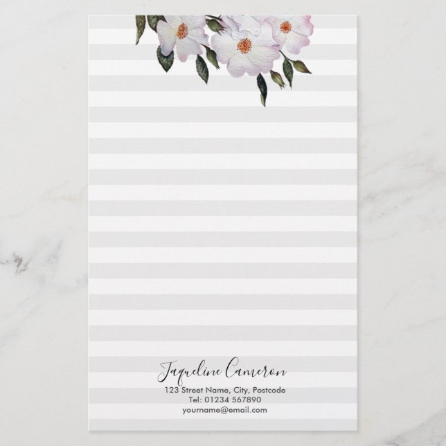 Aquarell Roses Ballerina Illustration Briefpapier (Vorderseite)