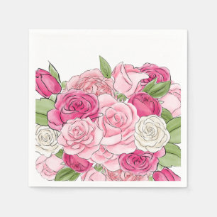Aquarell Roses Brautparty Papa Napa Serviette