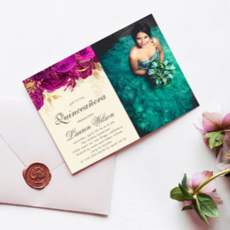 Aquarell Roses Quinceanera Foto Einladung