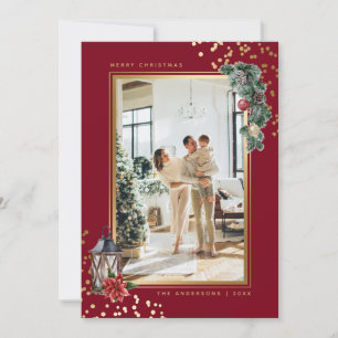Aquarell Rot Gold Elegantes Foto Weihnachten