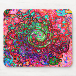 Aquarell Rot Groovy Abstrakt Retro Flüssig Wirbel Mousepad