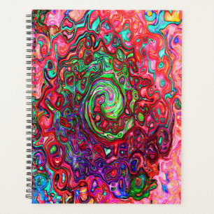 Aquarell Rot Groovy Abstrakter Retro Flüssigkeitsw Planer