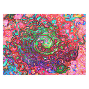 Aquarell Rot Groovy Abstrakter Retro Flüssigkeitsw Tischdecke