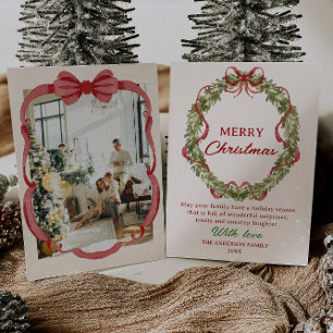 Aquarell Rot Grün Schleife Kranz Foto Weihnachten
