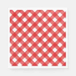 Aquarell Rot und Weißes Kariertes Papier Neapel Serviette