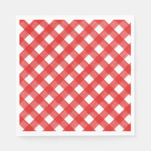 Aquarell Rot und Weißes Kariertes Papier Neapel Serviette