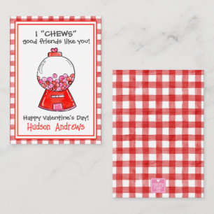 Aquarell rote Gingham-Gummibärchen Valentinskarten Mitteilungskarte