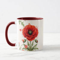 Aquarell-Rote-Mohn-Blumen-Monogramm-Wildblume