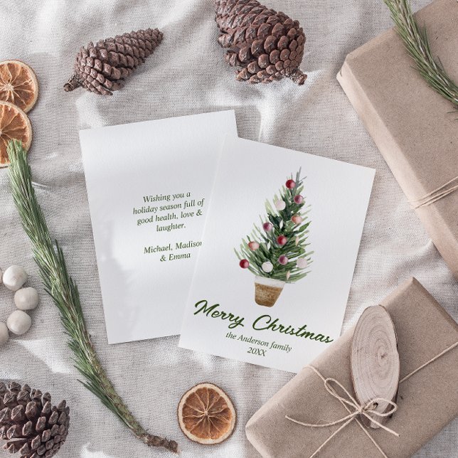 Aquarell Rote Ornamente Bäume Frohe Weihnachten (Von Creator hochgeladen)