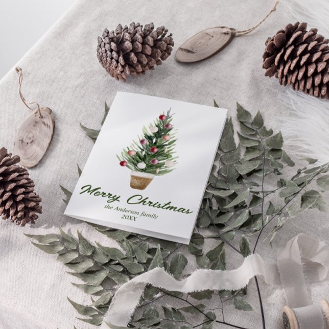 Aquarell Rote Ornamente Bäume Frohe Weihnachten (Von Creator hochgeladen)