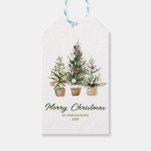 Aquarell Rote Ornamente Bäume Frohe Weihnachten