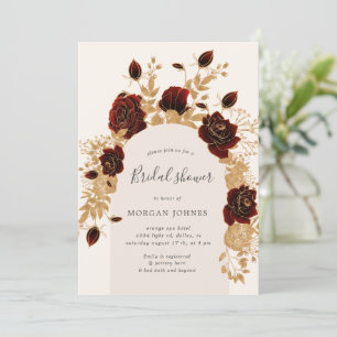 Aquarell Rote Rose Brautparty laden Einladung