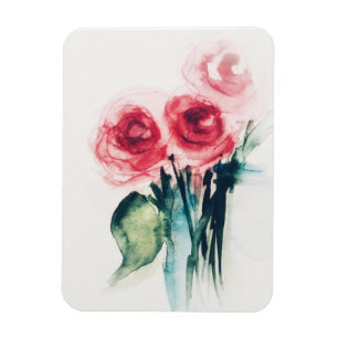 Aquarell rote Rosen Magnet