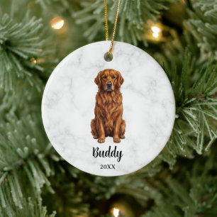 Aquarell Roter Golden Retriever Name Hundedenken Keramik Ornament