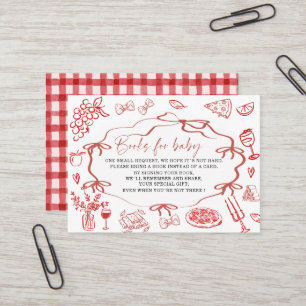 Aquarell Roter Pasta-Sonderlieferung Baby Shower Visitenkarte