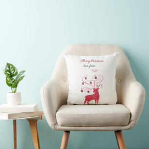 Aquarell Roter Rentiere Weihnachten Kissen