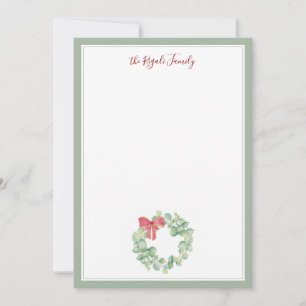 Aquarell Roter und Grüner Weihnachtsreif Mitteilungskarte