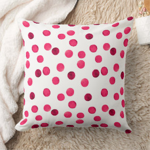 Aquarell rotes Aquarell-Polka-Punkt-Muster Kissen