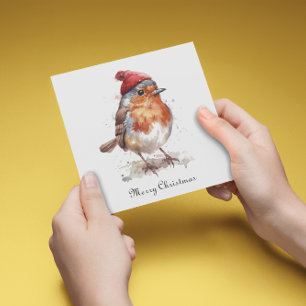 Aquarell-Rotkehlchen-Weihnachtsgruß-Korrespondenzp Einladung