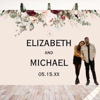 Aquarell-Rouge und burgunderrote Blumenhochzeit Wandteppich