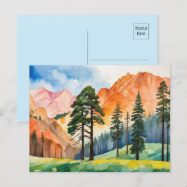 Aquarell Ruhige Berge Berge Ringzeit Landschaft Postkarte