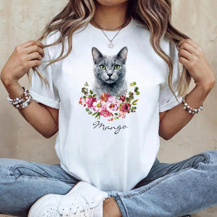 Aquarell Russische Blaue Katze T-Shirt