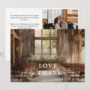 Aquarell Rustik Boho Scheunenhochzeit Foto Dankeskarte