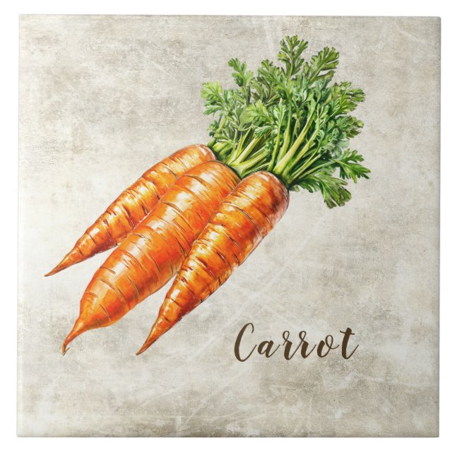 Aquarell Rustik Karotten Faux Textur  Fliese (Vorderseite)