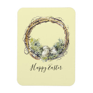 Aquarell Rustik Weinrebe & Vogelnest Ostern Magnet