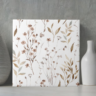Aquarell Rustikal Braun Winter Floral Botanisch Fliese