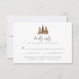 Aquarell Rustikale Bergkiefernwald Hochzeit RSVP Karte