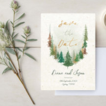 Aquarell Rustikale Kiefernwälder Save the Date