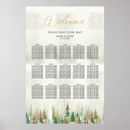 Aquarell Rustikale Pinienbäume Sitzplan Poster
