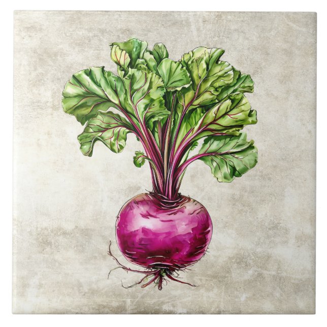 Aquarell Rustikale Rüben Faux-Textur  Fliese (Vorderseite)