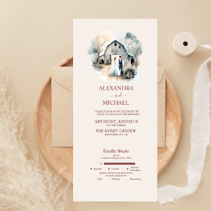 Aquarell-Rustikale-Scheunen-Hochzeit All In One Einladung