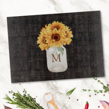 Aquarell Rustikale Sonnenblume Bouquet im Mason Ja