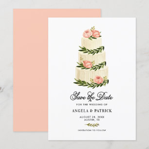 Aquarell-Rustikale Torten mit Etagen Save The Date