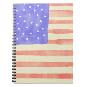 Aquarell-rustikale USA-amerikanische Flagge Notizblock