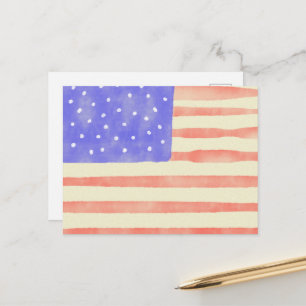 Aquarell-rustikale USA-amerikanische Flagge Postkarte