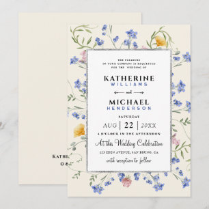 Aquarell Rustikale Wildblumen Wiesen Hochzeit Foil Einladung
