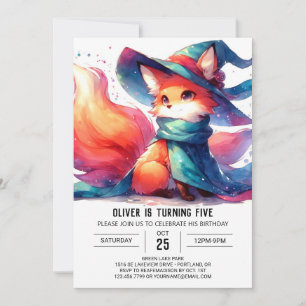 Aquarell Rustikaler Fox Geburtstag Einladung