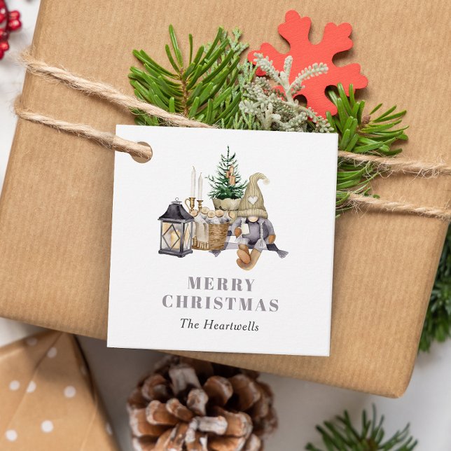 Aquarell Rustikaler Gnome Holiday Geschenkanhänger (Von Creator hochgeladen)