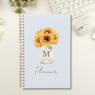 Aquarell-Rustikaler Sonnenblumenstrauß im MASON-Kr Planer