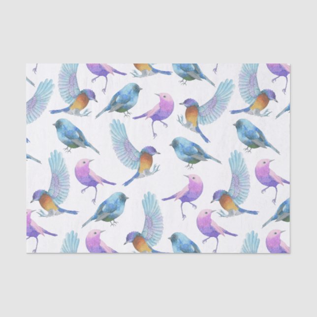 Aquarell-Safari: Vögel (Customizeable BG) Seidenpapier (Vorderseite)