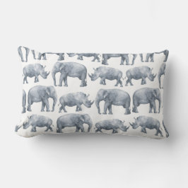 Aquarell-Safarielefant-u. Rhinos-Muster Lendenkissen