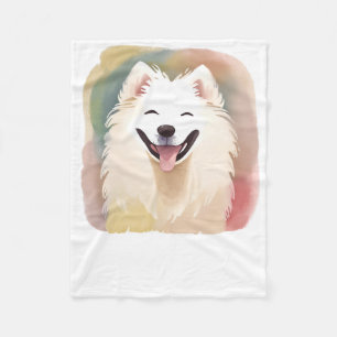 Aquarell-Samojede-Hund-Aufkleber1  Fleecedecke