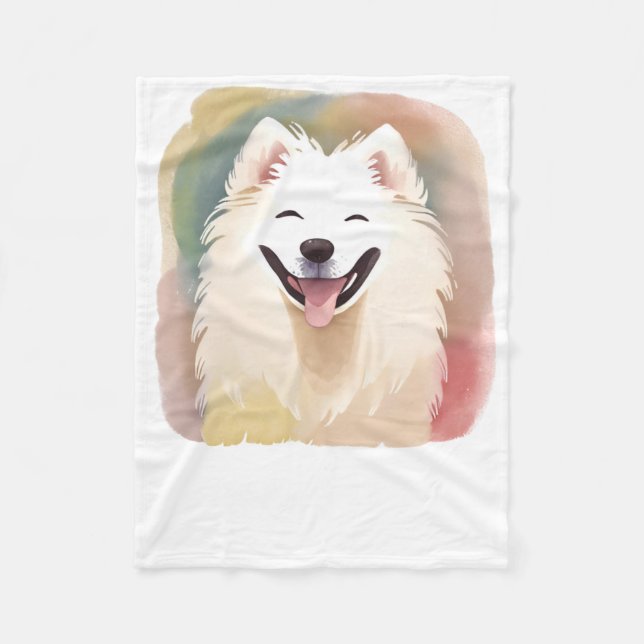 Aquarell-Samojede-Hund-Aufkleber1  Fleecedecke (Vorderseite)