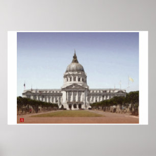 Aquarell San Francisco Rathauses Digital Poster